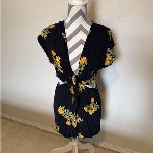 Chic Black Dress with Yellow Floral Design Cover up